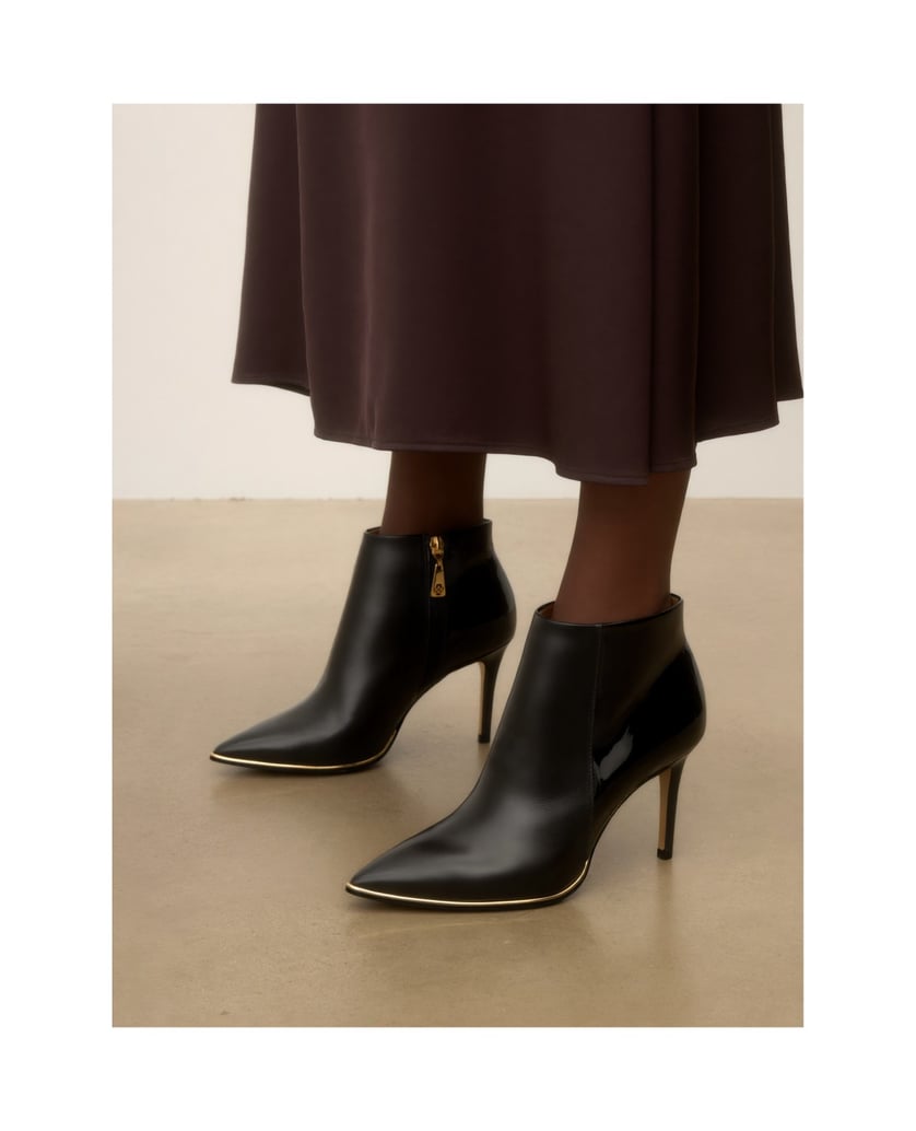 Kazar-Black-genuine-leather-and-patent-leather-booties-čierna