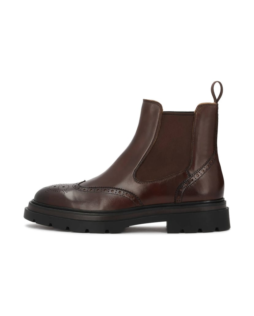 Kazar-Brown-leather-chelsea-boots-with-openwork-brogues-hnědá