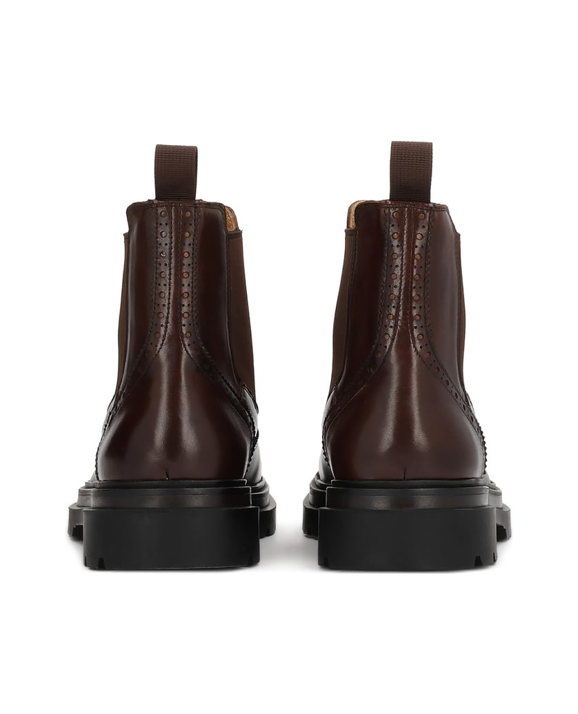 Kazar-Brown-leather-chelsea-boots-with-openwork-brogues-hnědá