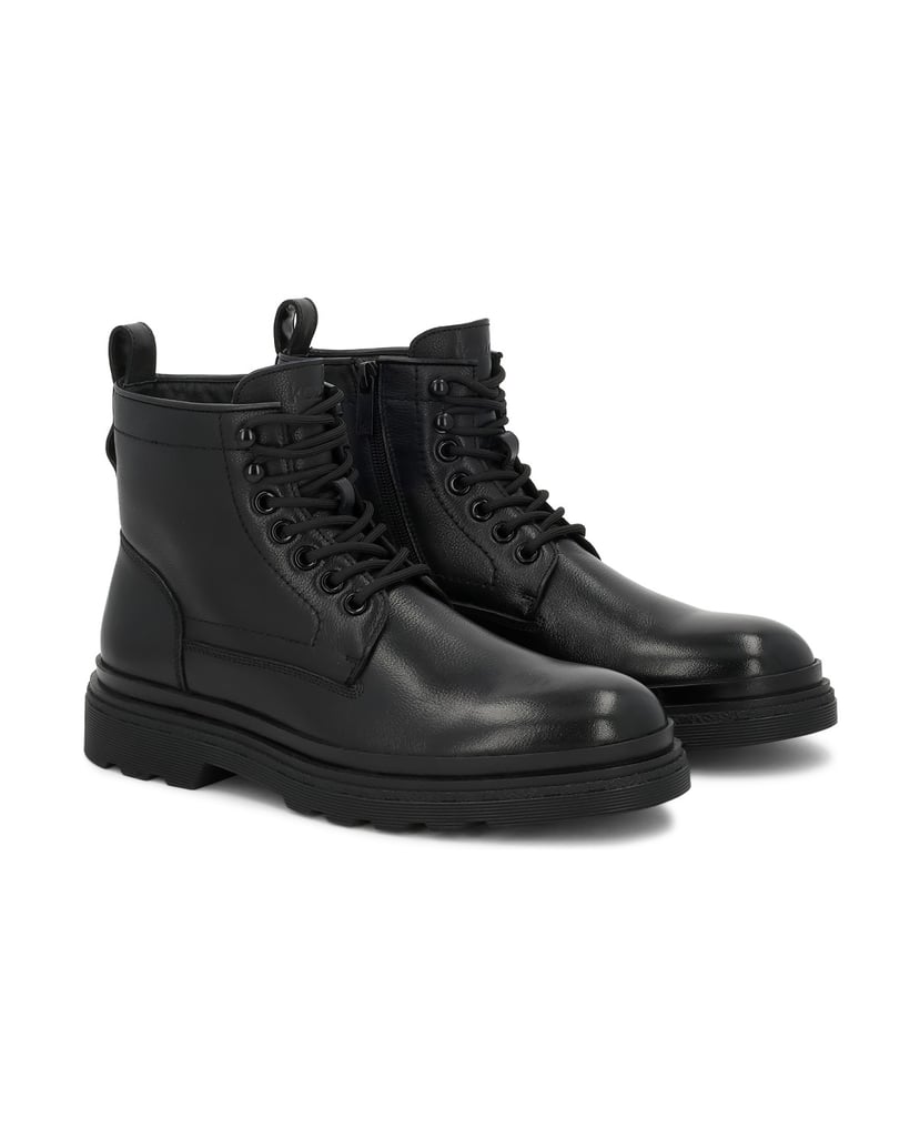 Kazar-Black-genuine-leather-flat-ankle-boots-with-metal-hooks-černá