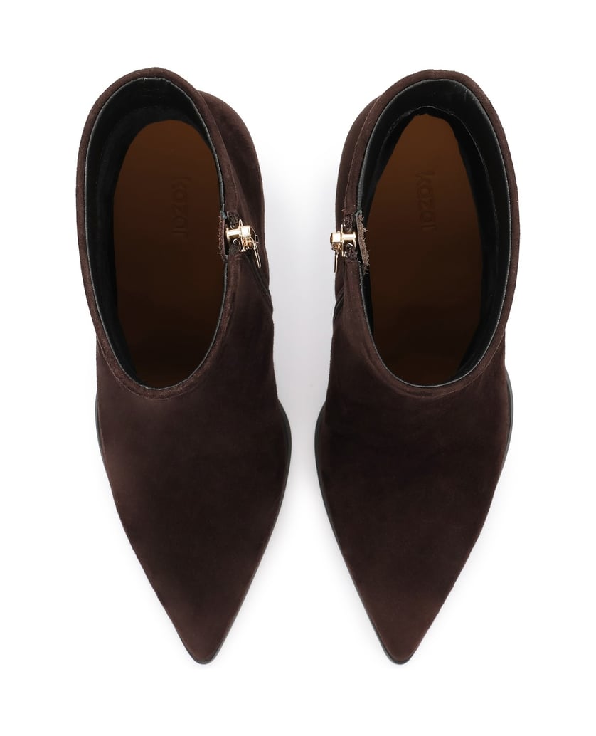 Kazar-Elegant-dark-brown-suede-booties-tmavě-hnědá