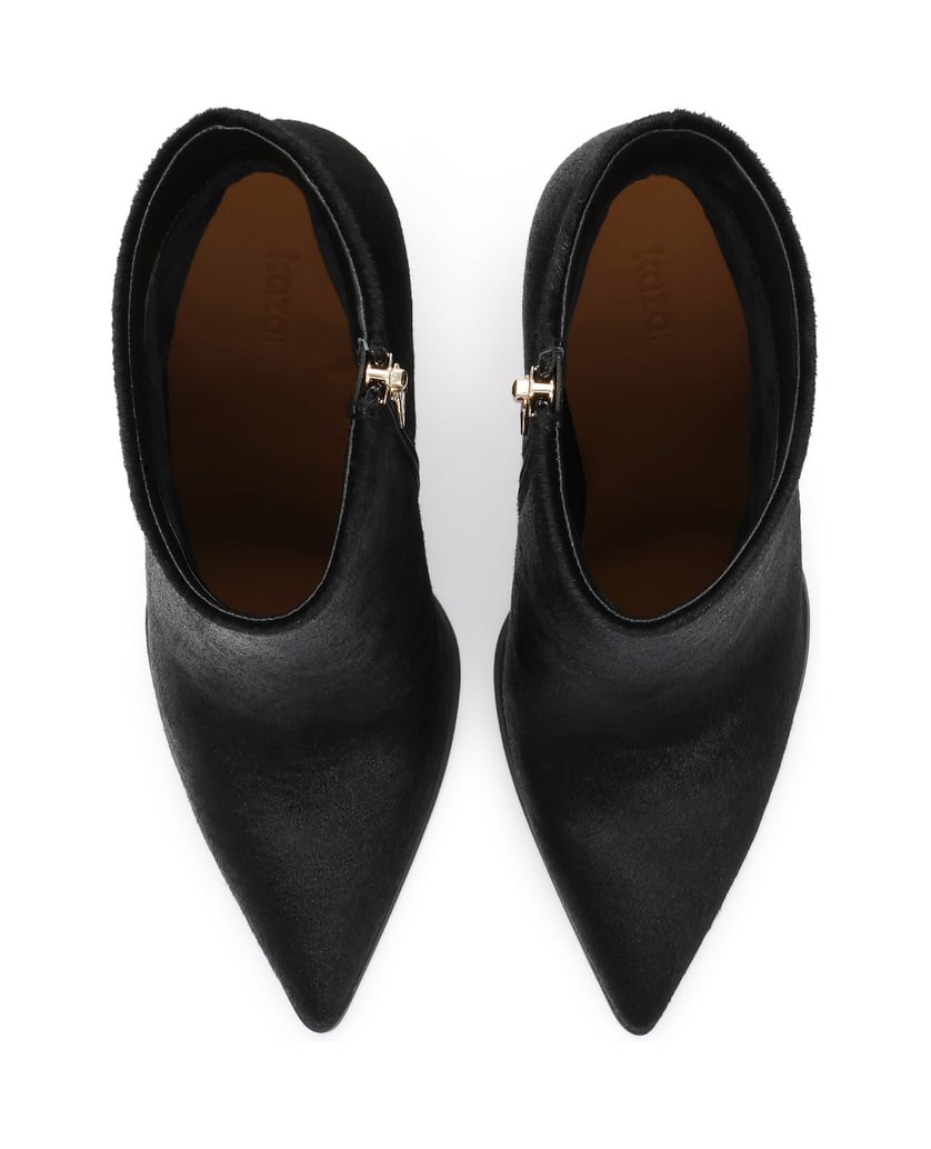 Kazar-Slender-booties-in-genuine-leather-with-natural-hair-finish-čierna