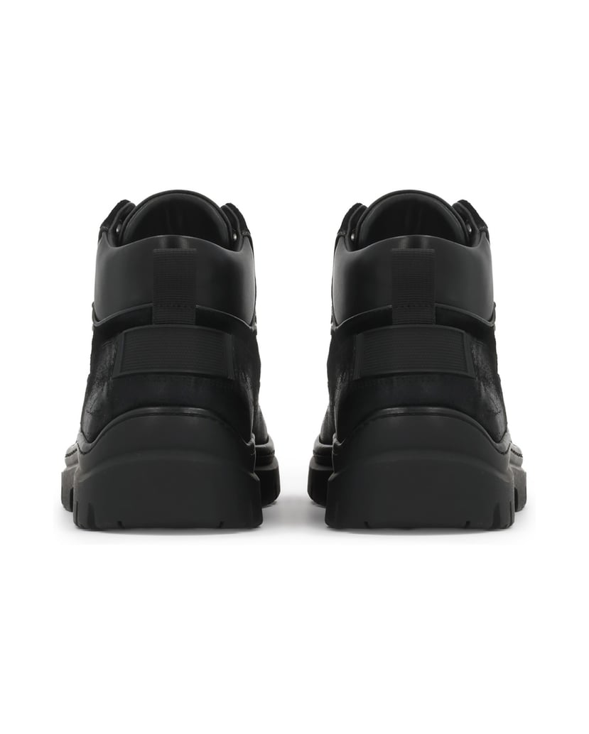 Kazar-Flat-ankle-boots-in-black-leather-and-suede-on-a-sturdy-sole-černá