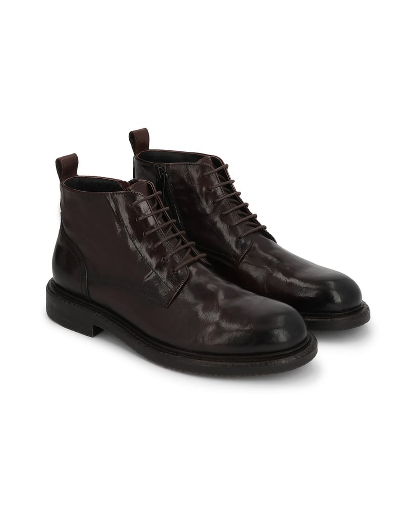 Kazar-Men's-lace-up-leather-booties-with-side-zipper-hnědá