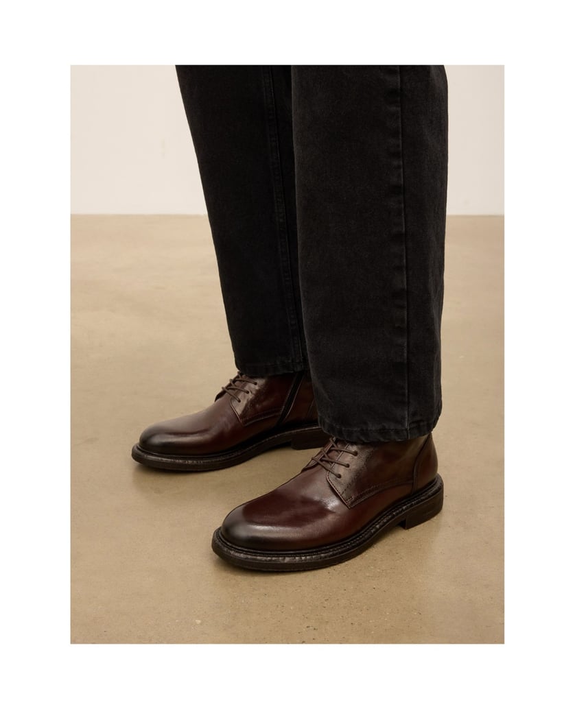 Kazar-Men's-lace-up-leather-booties-with-side-zipper-hnědá