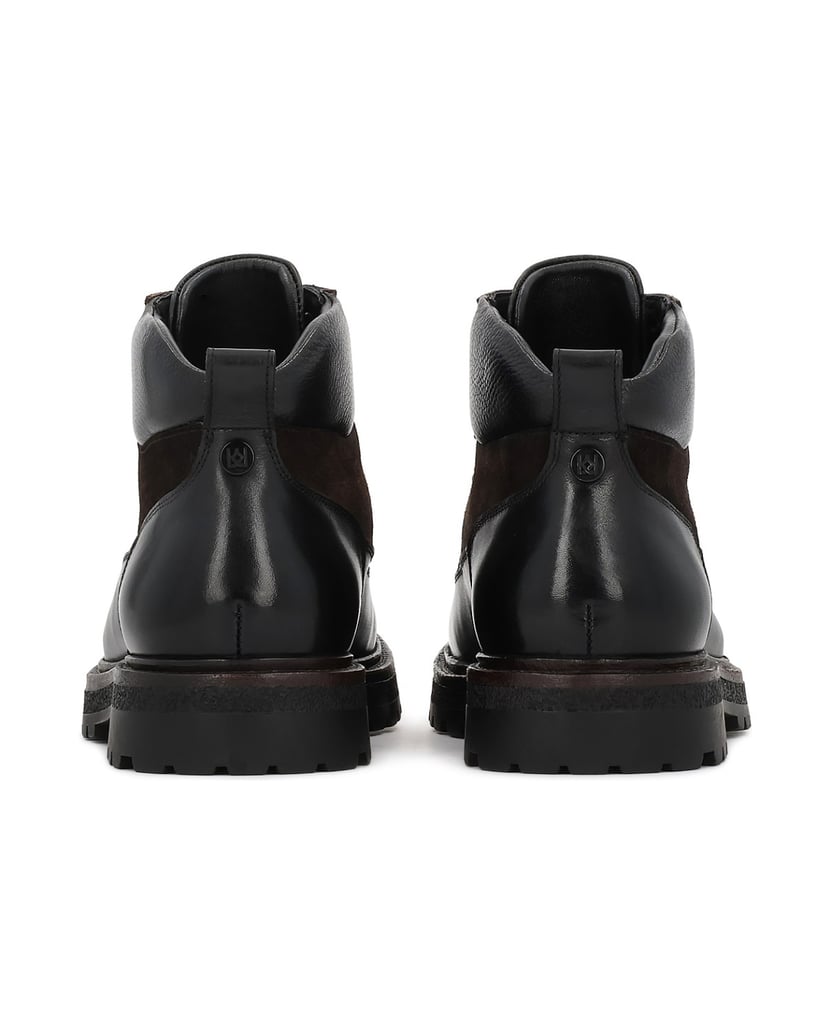Kazar-Black-men's-flat-ankle-boots-with-suede-inserts-čierna