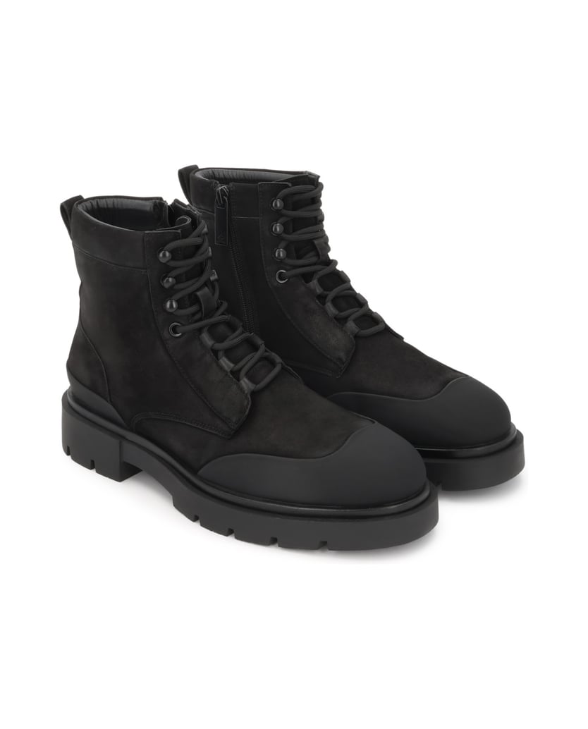 Kazar-Black-nubuck-flat-ankle-boots-with-rubberized-toes-čierna