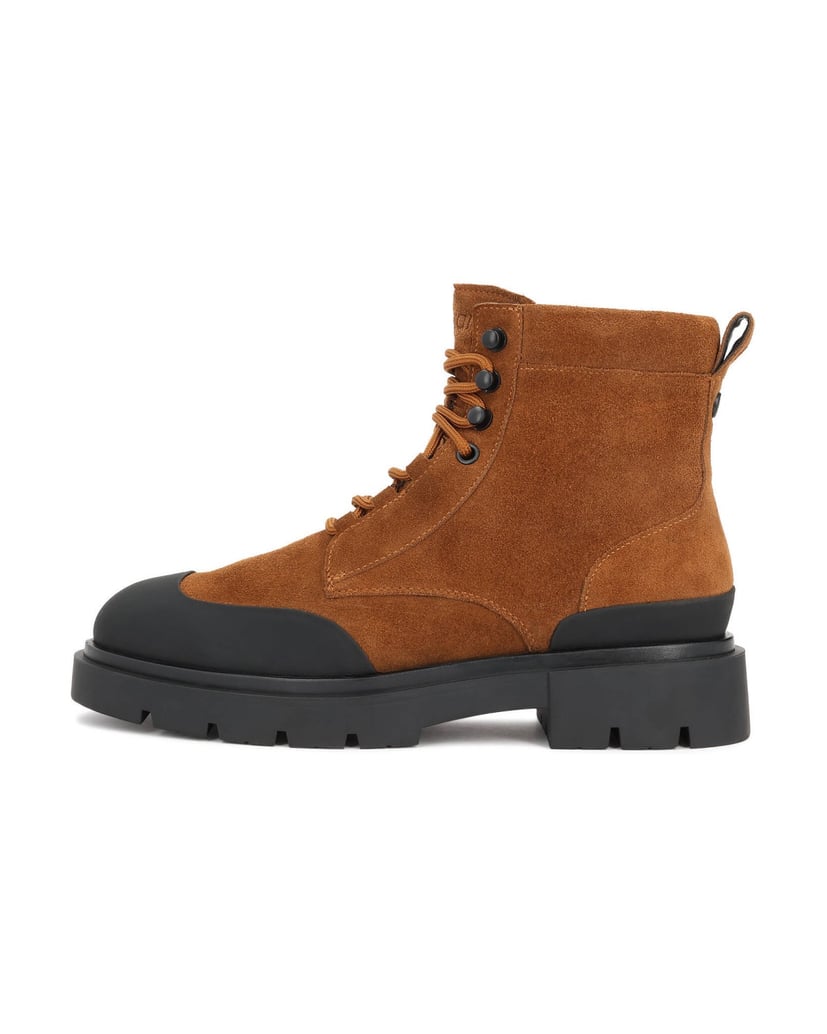 Kazar-Nubuck-and-matte-rubberized-leather-flat-ankle-boots-hnedá