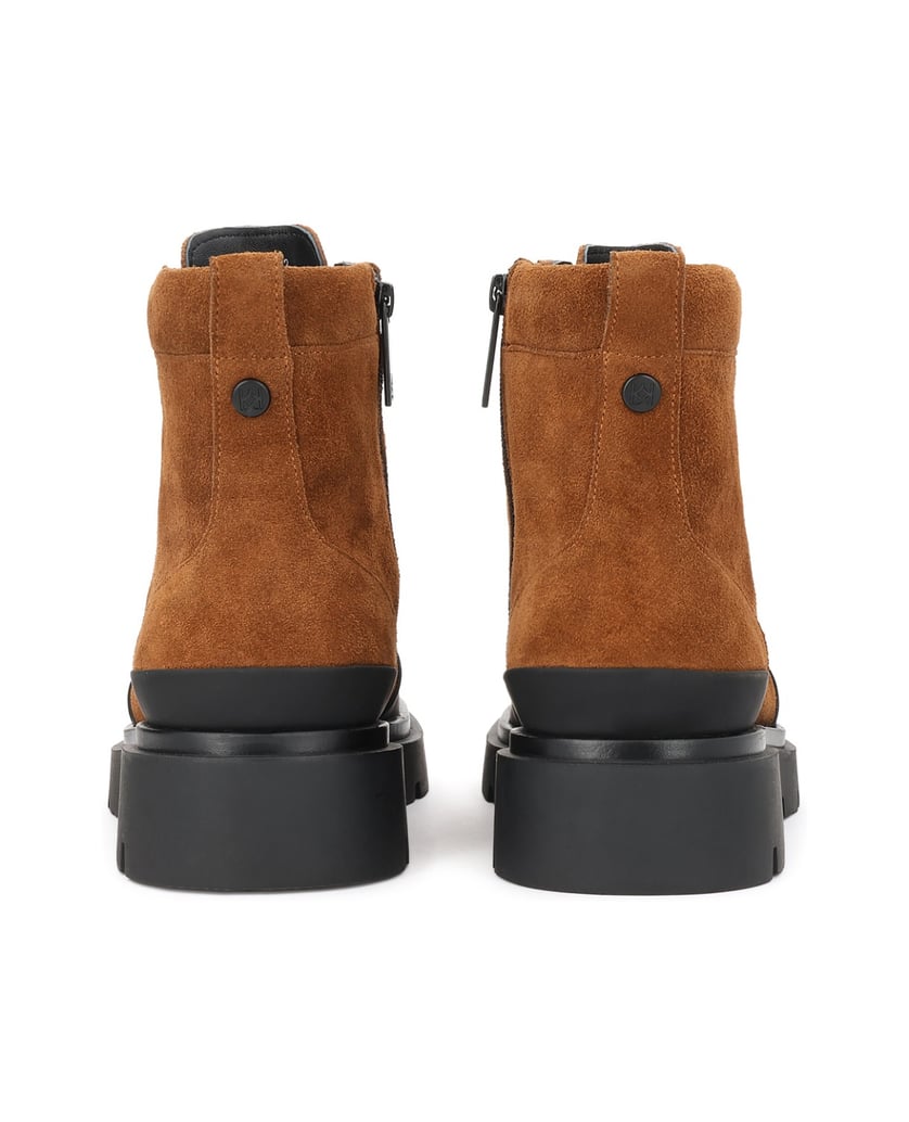 Kazar-Nubuck-and-matte-rubberized-leather-flat-ankle-boots-hnedá