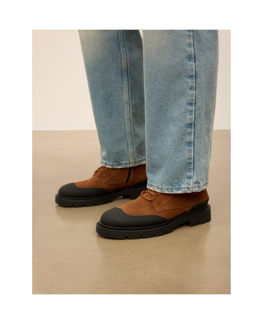 Kazar-Nubuck-and-matte-rubberized-leather-flat-ankle-boots-hnedá