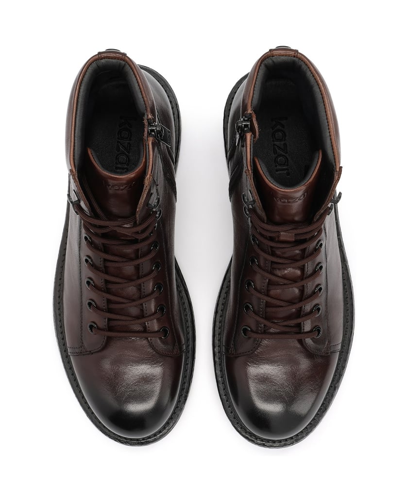 Kazar-Shaded-genuine-leather-flat-ankle-boots-with-insulation-hnedá