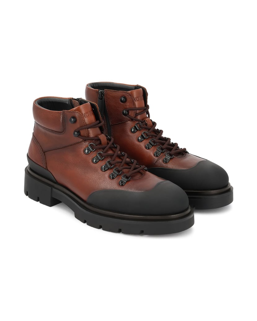 Kazar-Brown-men's-flat-ankle-boots-in-leather-with-rubberized-finish-hnedá