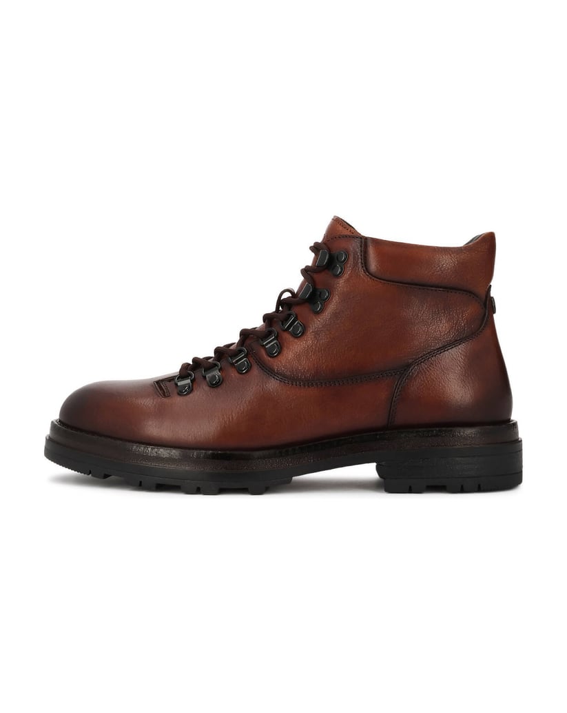 Kazar-Brown-leather-flat-ankle-boots-with-patina-effect-hnedá