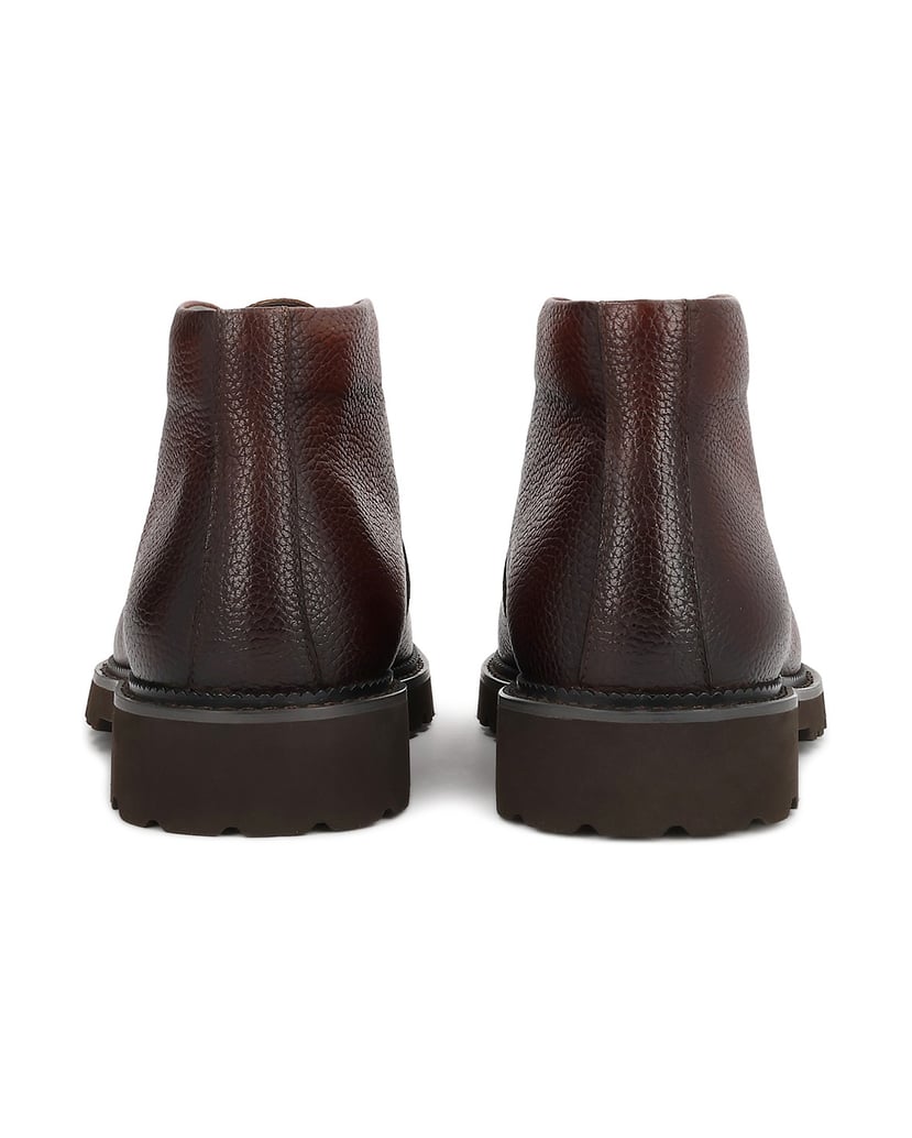 Kazar-Flat-ankle-boots-in-leather-with-short-laces-hnedá
