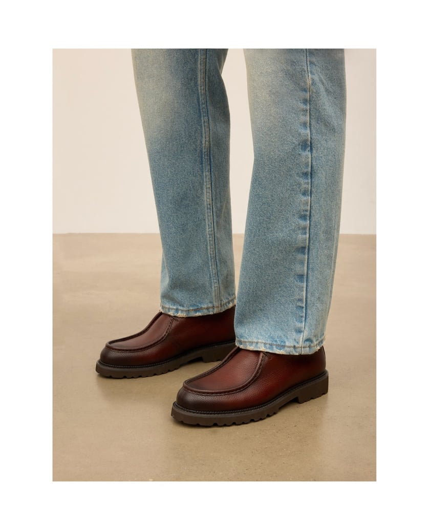 Kazar-Flat-ankle-boots-in-leather-with-short-laces-hnedá