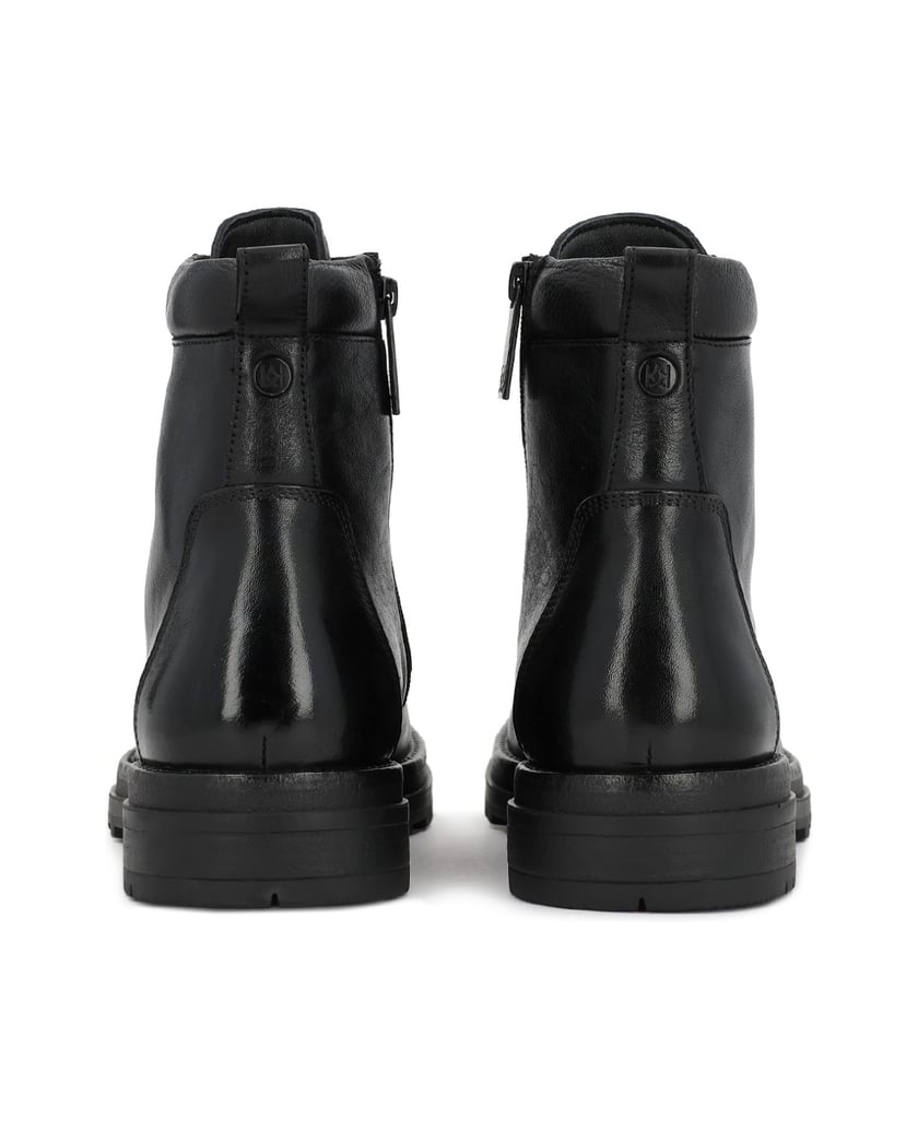 Kazar-Classic-black-men's-flat-ankle-boots-in-leather-čierna