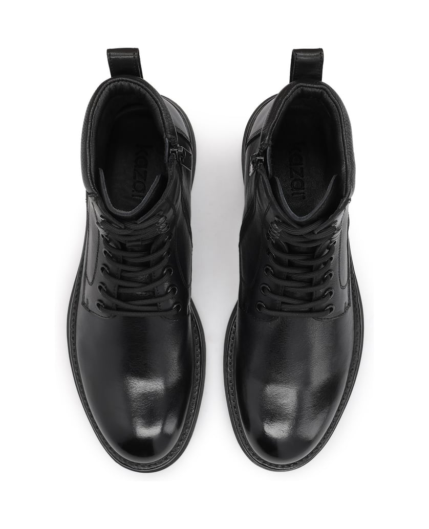 Kazar-Classic-black-men's-flat-ankle-boots-in-leather-čierna