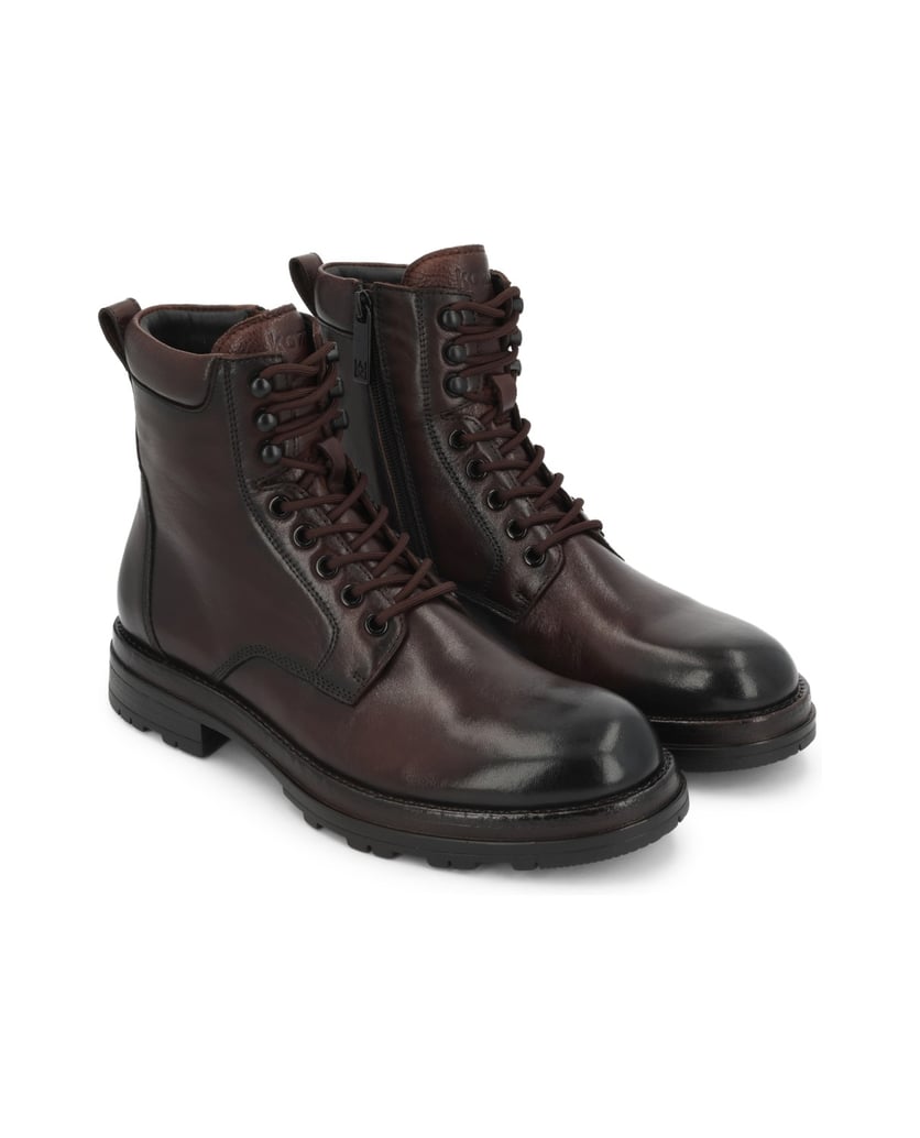 Kazar-Flat-Ankle-Boots-in-brown-leather-with-zipper-and-lacing-hnedá