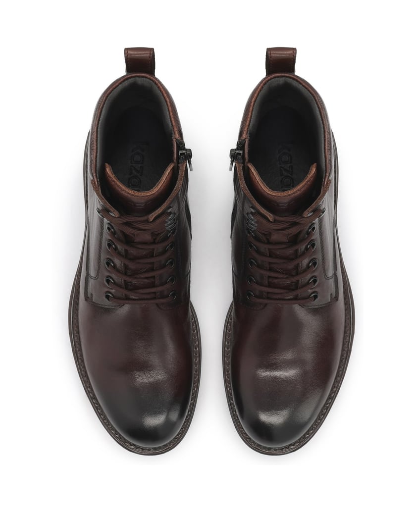 Kazar-Flat-Ankle-Boots-in-brown-leather-with-zipper-and-lacing-hnedá