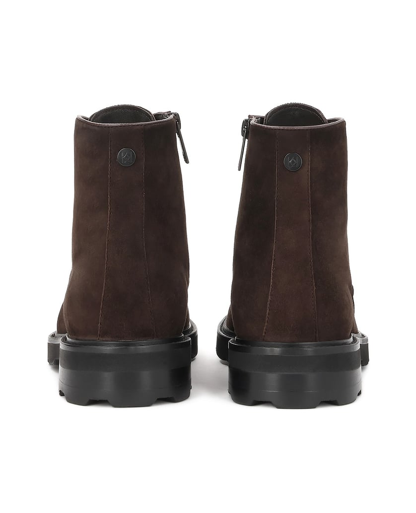 Kazar-Klassische-flache-Schnürstiefel-mit-Mokassins-Naht-braun