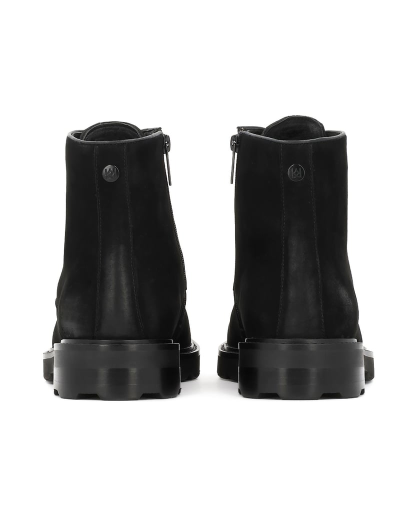 Kazar-Nubuck-flat-ankle-boots-with-lace-up-and-zipper-fit-černá