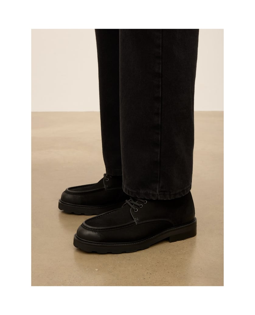 Kazar-Nubuck-flat-ankle-boots-with-lace-up-and-zipper-fit-černá
