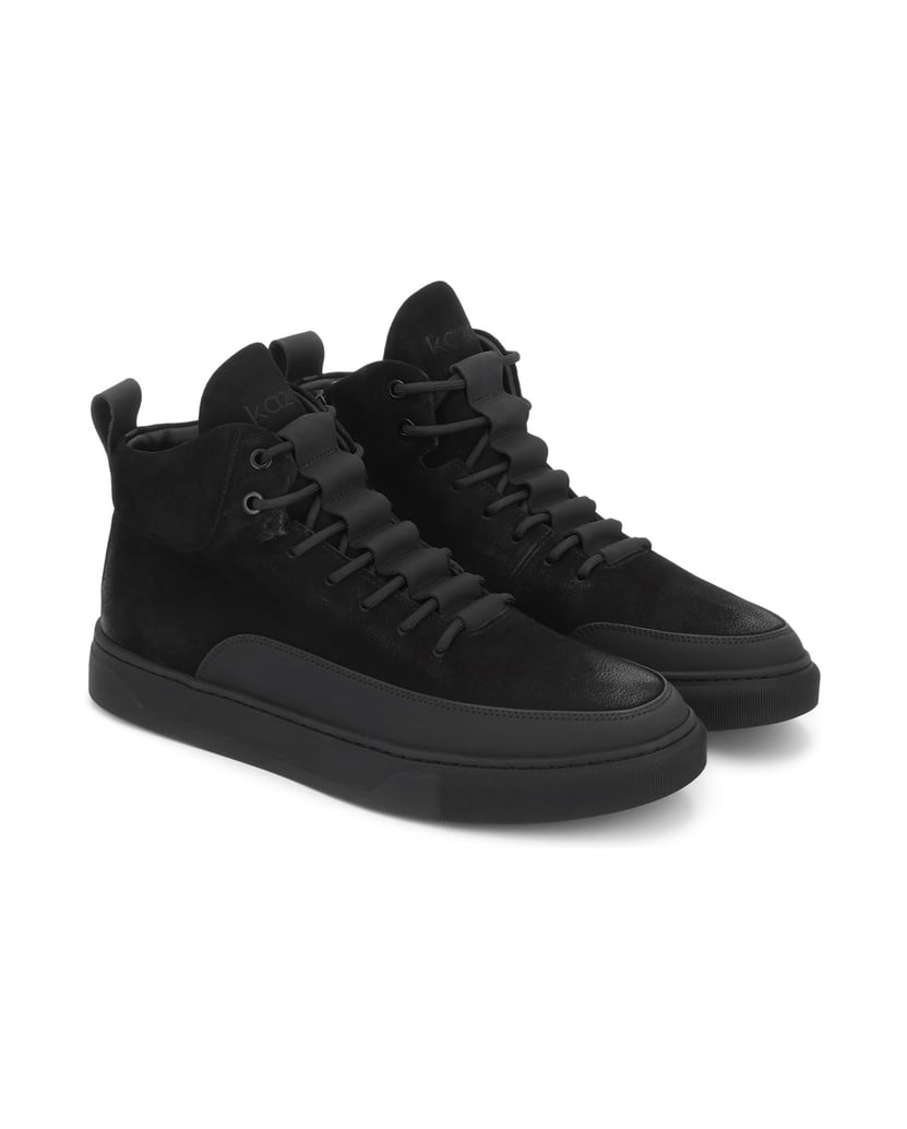 Kazar-Men's-high-top-sneakers-in-nubuck-with-side-zipper-čierna