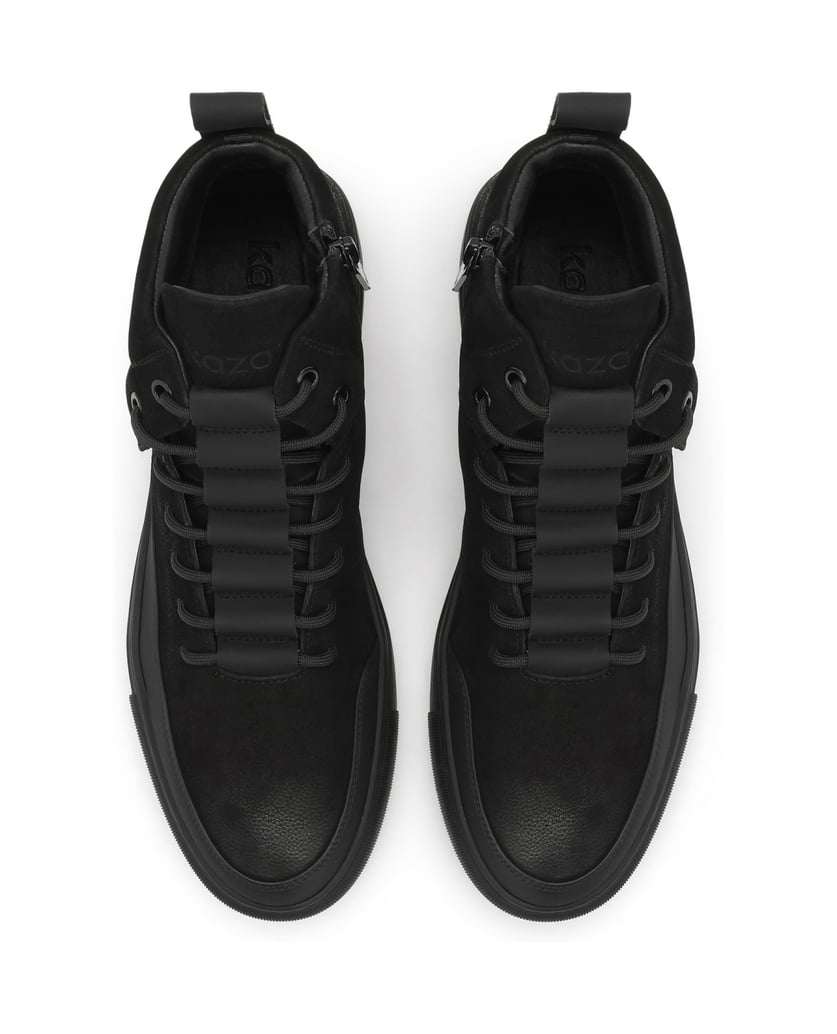 Kazar-Men's-high-top-sneakers-in-nubuck-with-side-zipper-čierna