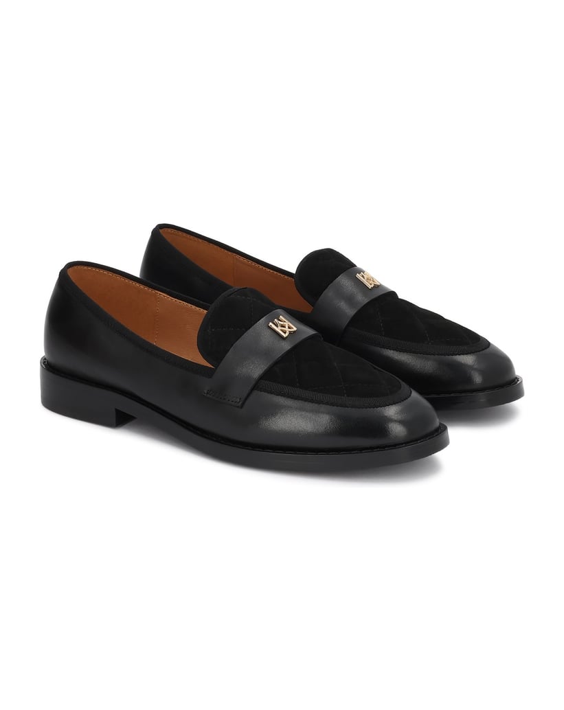 Kazar-Black-loafers-in-leather-and-quilted-suede-černá