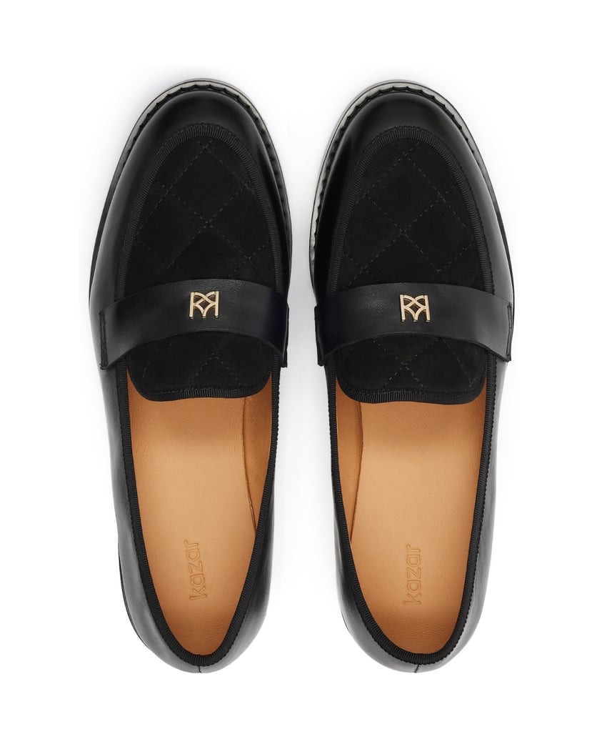 Kazar-Black-loafers-in-leather-and-quilted-suede-černá