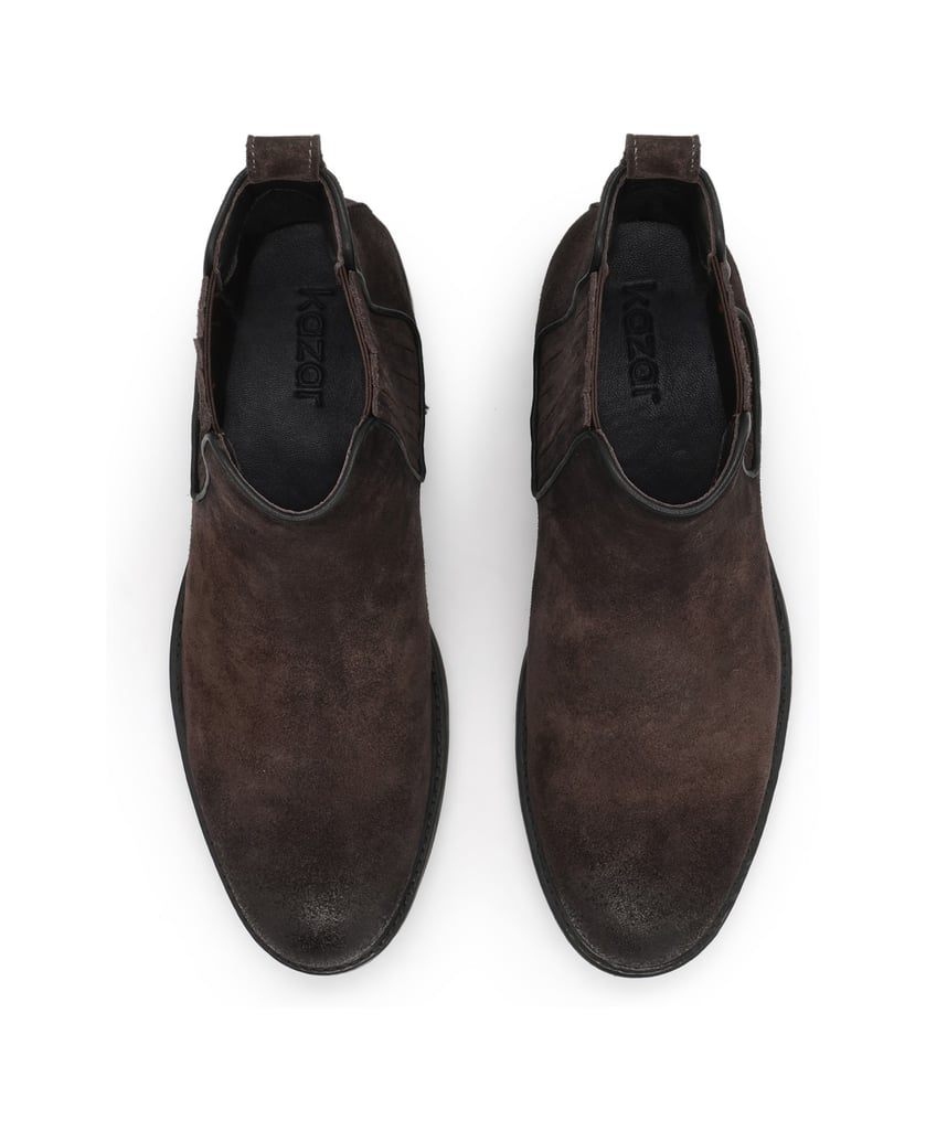 Kazar-Classic-men's-Chelsea-boots-in-brown-suede-tmavě-hnědá