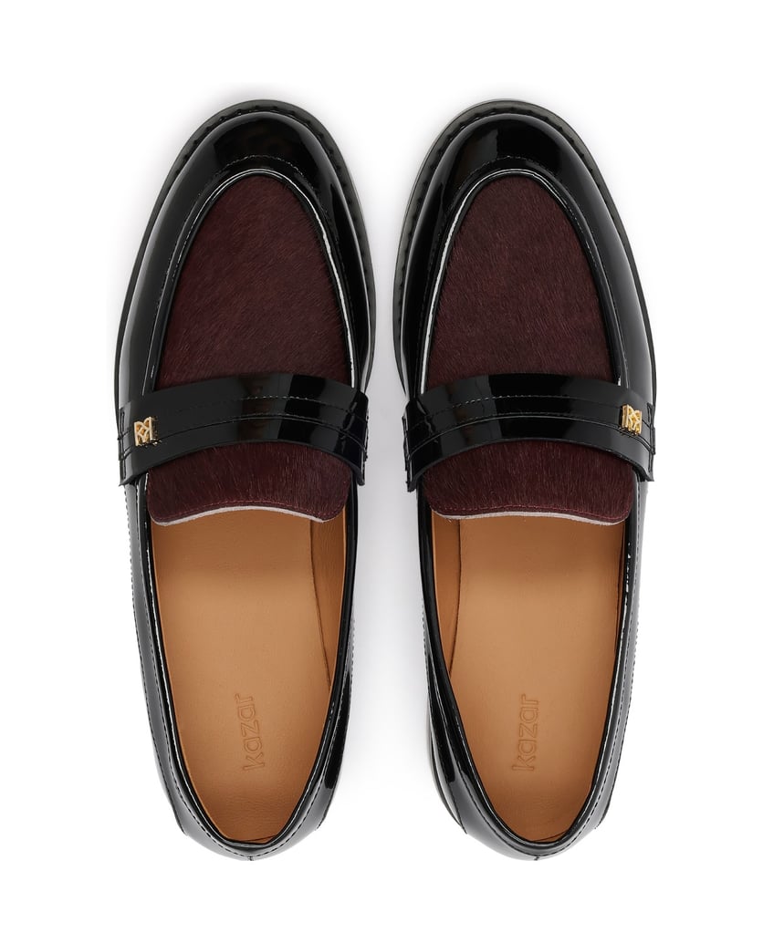Kazar-Black-patent-leather-shoes-with-natural-hair-finish-inlay-černá