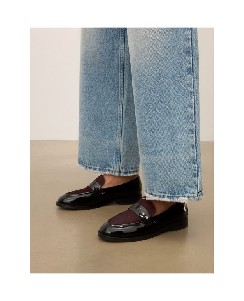 Kazar-Black-patent-leather-shoes-with-natural-hair-finish-inlay-čierna