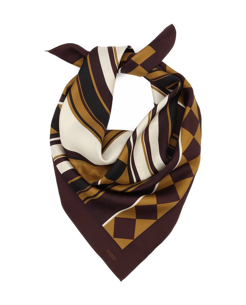Kazar-Silk-scarf-in-earthy-tones-with-a-geometric-pattern-hnedá