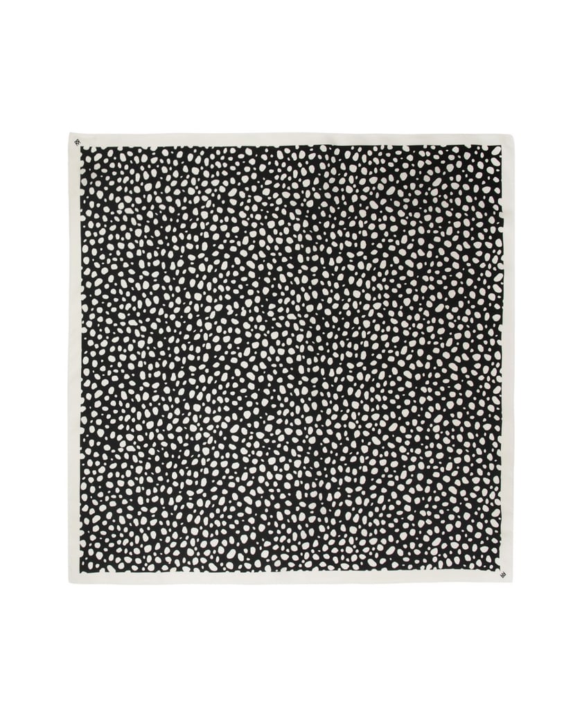Kazar-Black-silk-scarf-with-cream-polka-dots-černá
