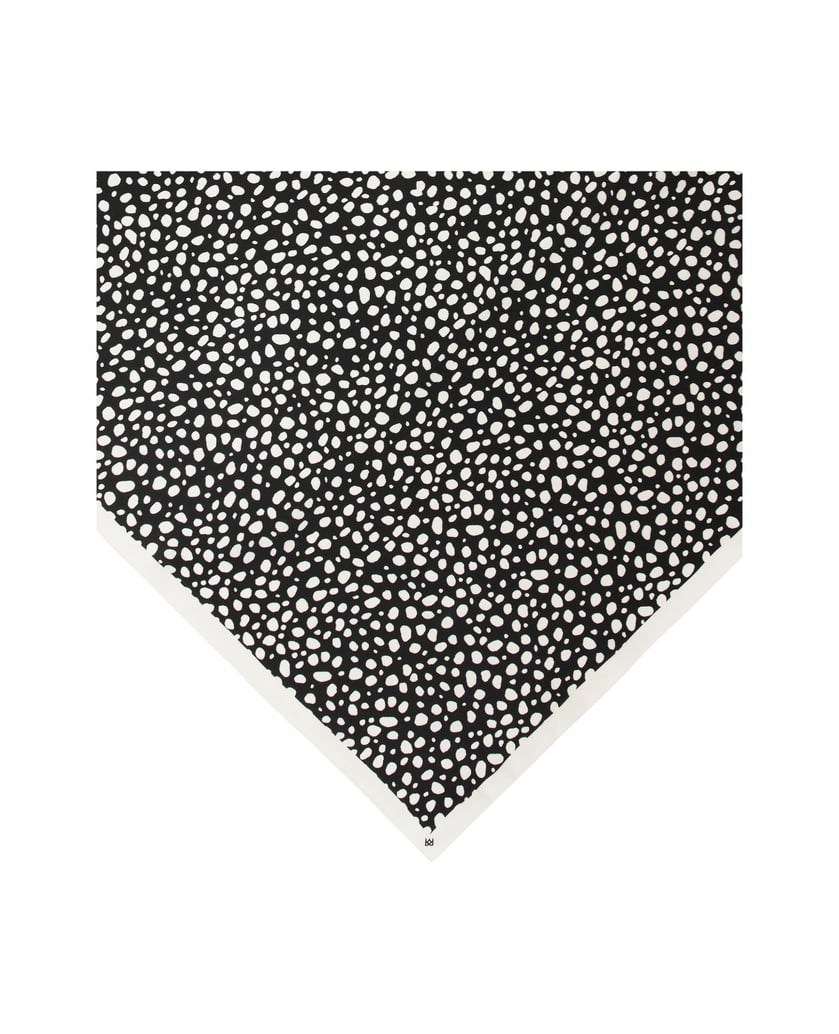 Kazar-Black-silk-scarf-with-cream-polka-dots-černá