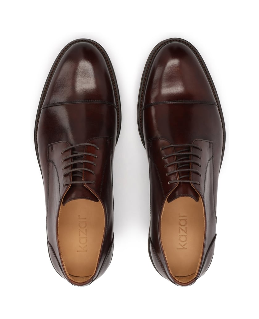 Kazar-Brown-derby-shoes-with-overlapping-toe-box-hnedá