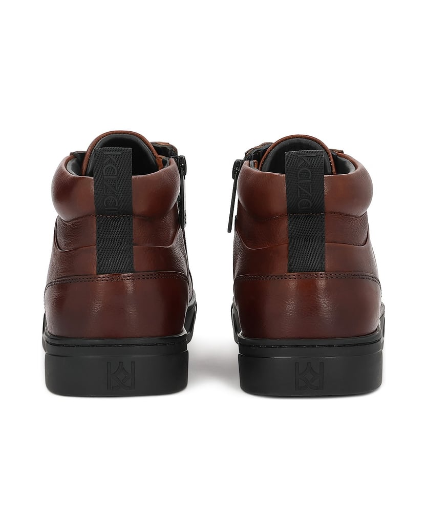 Kazar-Brown-leather-men's-sneakers-with-high-upper-hnedá