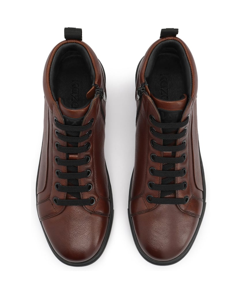 Kazar-Brown-leather-men's-sneakers-with-high-upper-hnedá