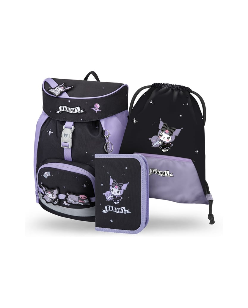 Baagl-Schulrucksack-Set-Airy-Kuromi-Fortune-Dream-3tlg:-Schulrucksack,-Federmäppchen,-Turnbeutel-schwarz