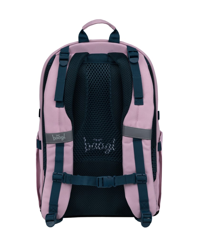 Baagl-Schulrucksack-Set-Skate-Rose-5tlg.:-Schulrucksack,-Federmäppchen,-Sporttasche,-Bauchtasche,-Laptophülle-rosa