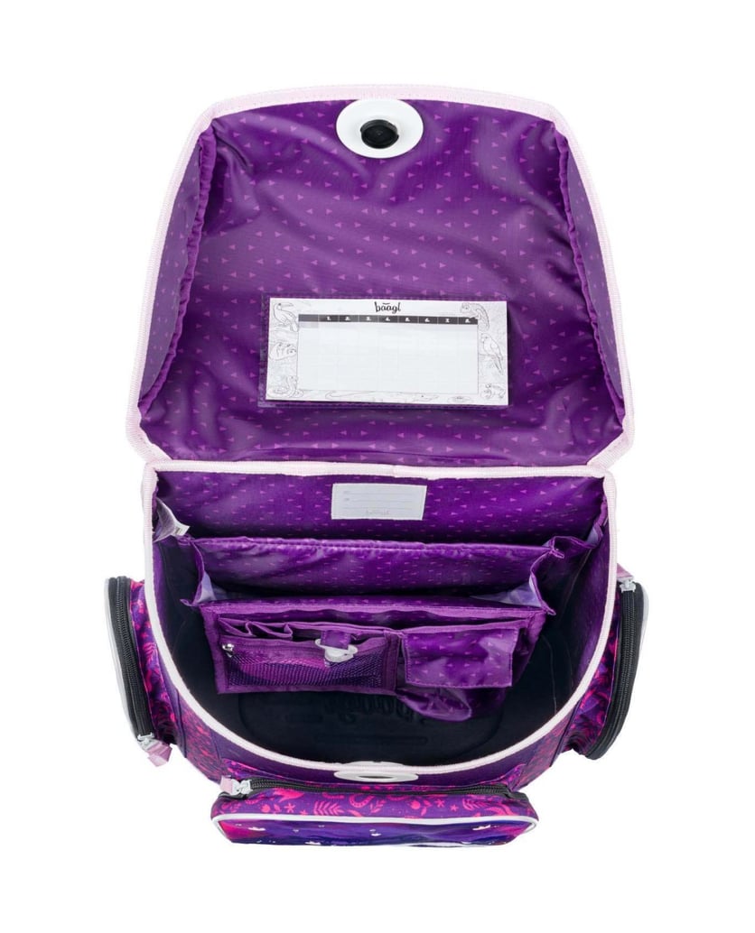 Baagl-Schulranzen-Set-Ergo-Pferd-5tlg.:-Schulranzen,-Federmäppchen,-Turnbeutel,-Schürze,-Brustbeutel-lila