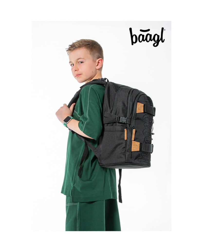 Baagl-Schulrucksack-Set-Skate-Darkness-5tlg.:-Schulrucksack,-Federmäppchen,-Turnbeutel,-Bauchtasche,-Laptophülle-schwarz