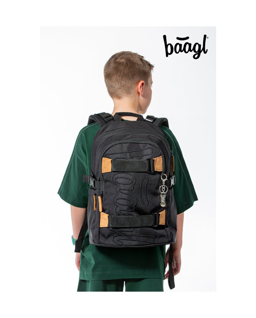 Baagl-Schulrucksack-Set-Skate-Darkness-5tlg.:-Schulrucksack,-Federmäppchen,-Turnbeutel,-Bauchtasche,-Laptophülle-schwarz