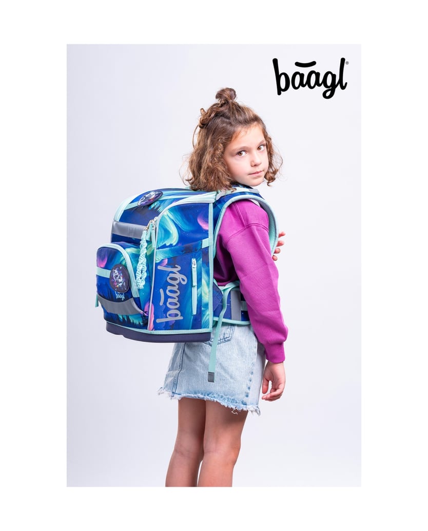 Baagl-Schulranzen-Set-Zippy-Plus-Aurora-5tlg.:-Schulranzen,-Federmäppchen,-Turnbeutel,-Schürze,-Brustbeutel-lila