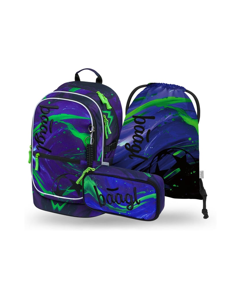 Baagl-Schulrucksack-Set-Core-Football-Champion-3tlg.:-Schulrucksack,-Federmäppchen,-Turnbeutel-blau