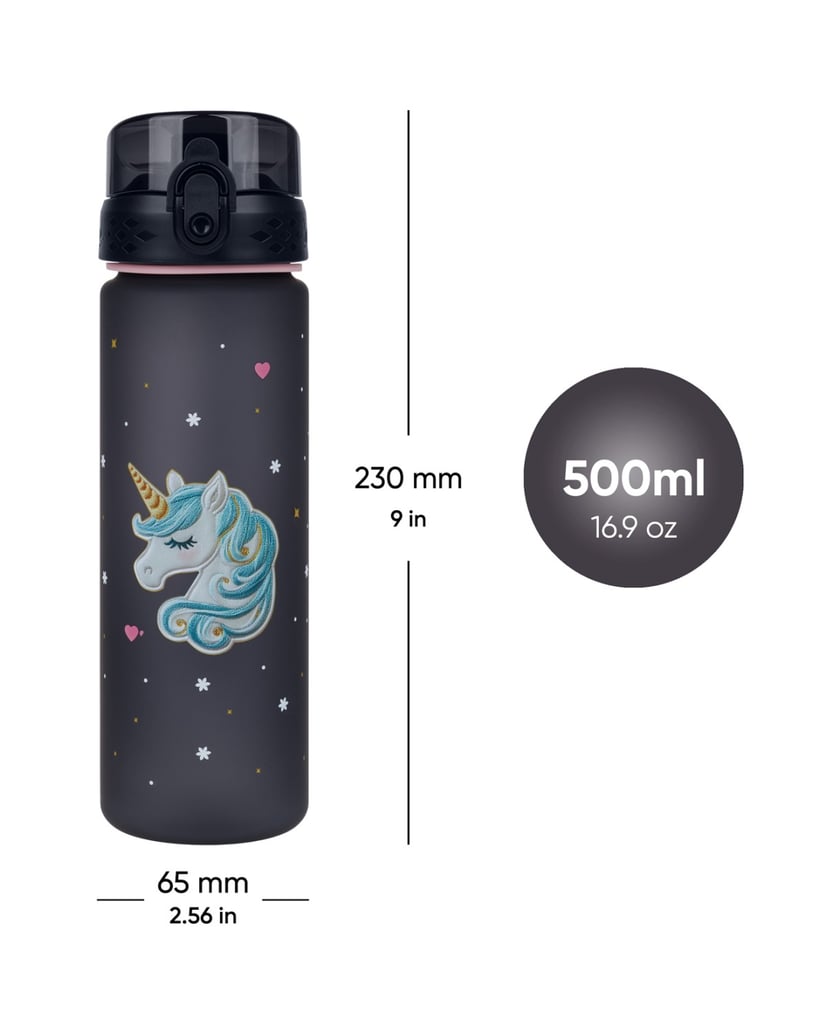 Baagl-Trinkflasche-Tritan-Unicorn-Gold-500-ml-blau