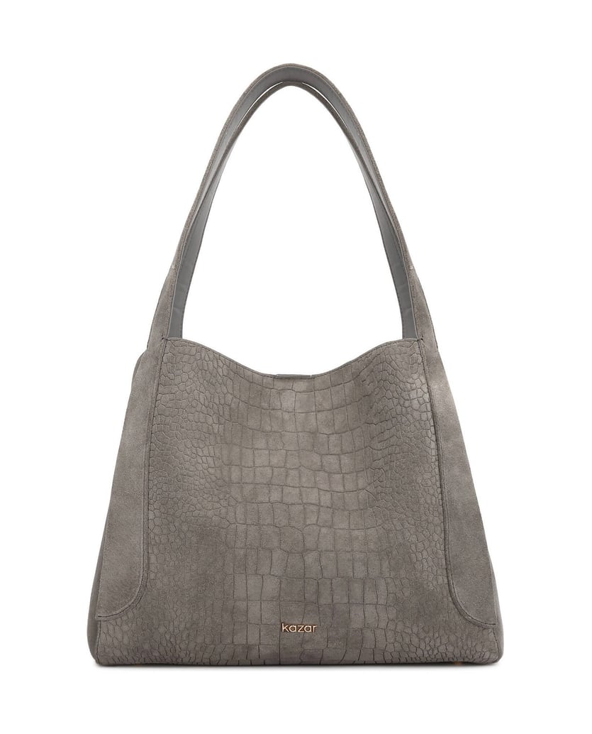 Kazar-Grey-nubuck-shoulder-bags-with-embossing-šedá