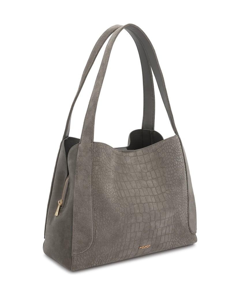 Kazar-Grey-nubuck-shoulder-bags-with-embossing-šedá