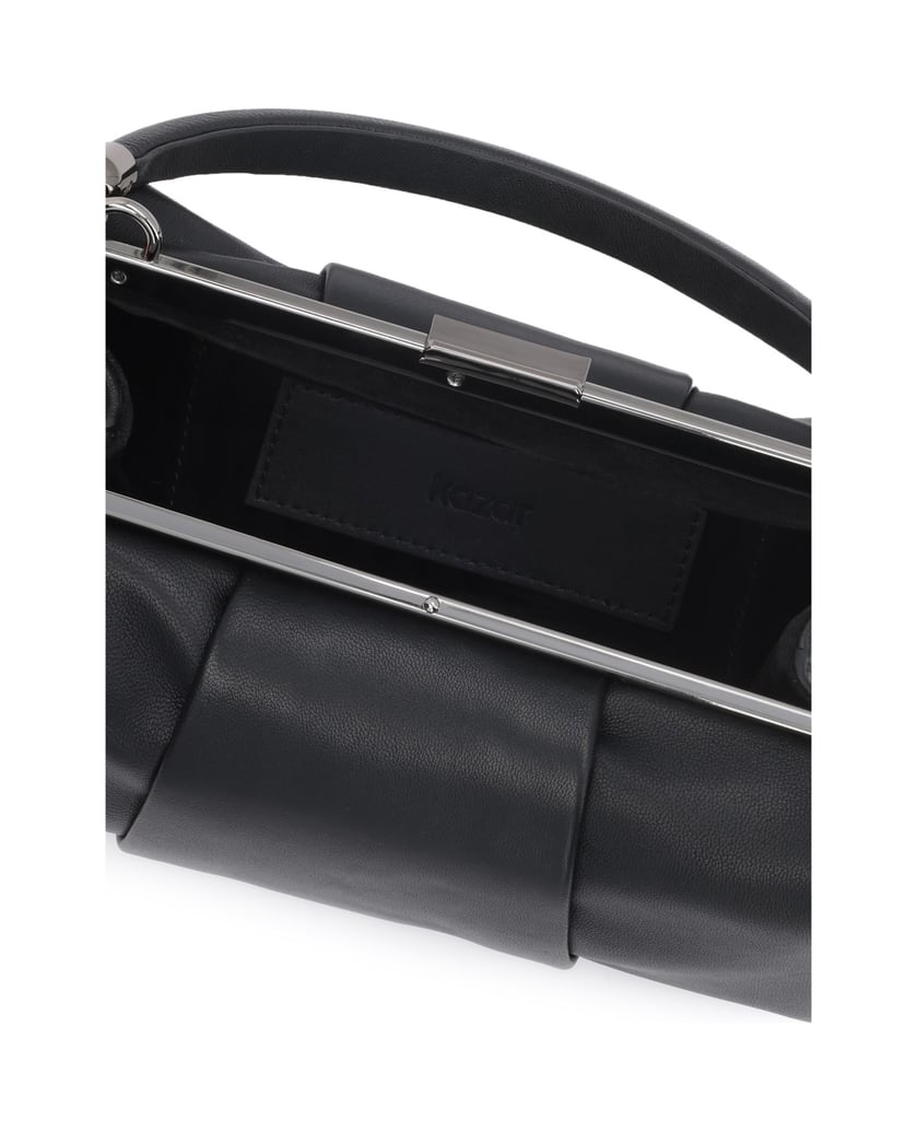 Kazar-Black-leather-clutches-with-metal-frame-and-handle-čierna